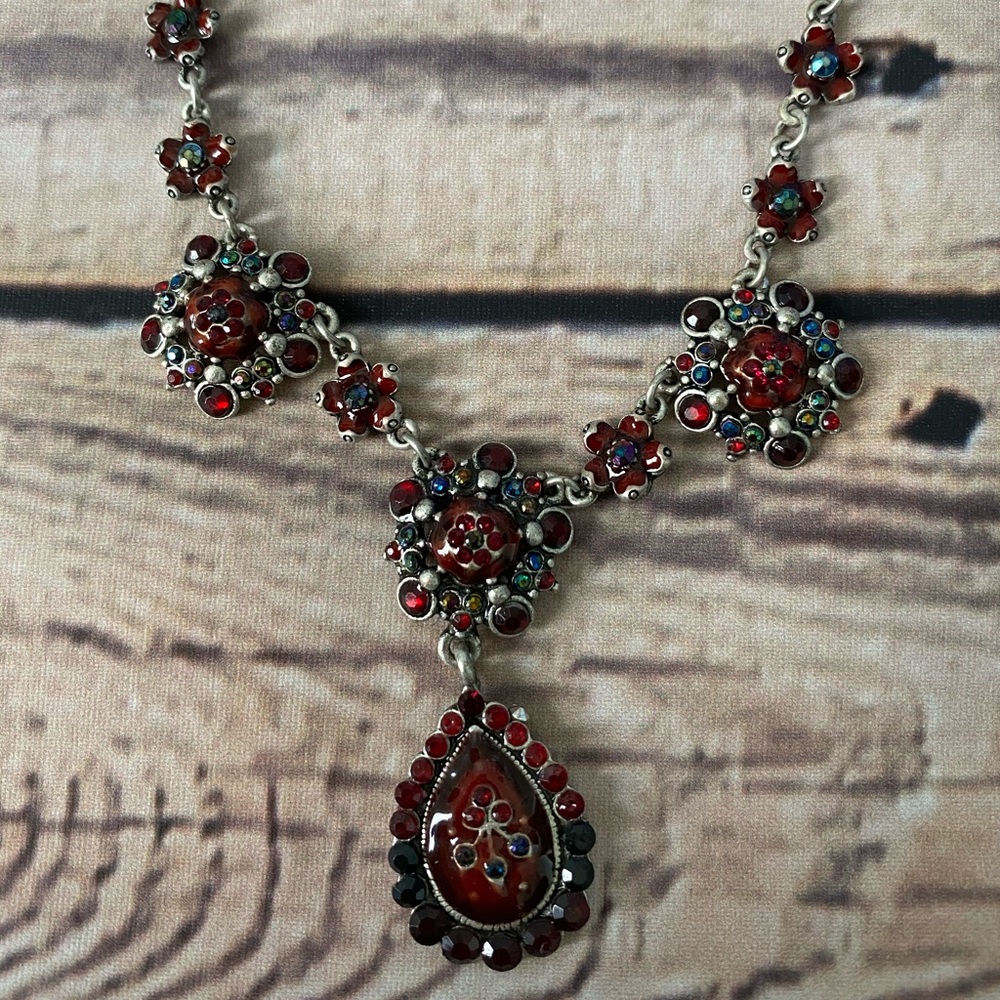 DF Amber Crystal Elegant Costume Chain  Necklace